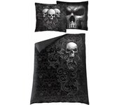 Juego de funda nórdica con diseño de calavera y espiral directa Single negro