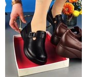 Zapatos retro de mujer con plataforma de cuero y cuña para primavera, mocasines de talla grande para mujer, zapatillas transpirables 35 negro