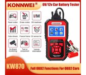 KONNWEI KW870 6V 12V probador de batería de motocicleta de coche OBD2 herramienta de diagnóstico escáner 2 en 1 herramientas de prueba de carga de arranque para el coche rojo
