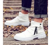 Botas de lujo con cremallera de diseñador de moda para hombre, zapatos casuales de otoño blancos de caña alta para hombre, botines negros, zapatos de motocicleta de moda para hombre 39