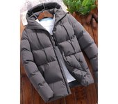 Chaqueta corta acolchada de algodón de invierno para hombre, ropa acolchada de algodón gruesa, chaqueta acolchada de algodón con capucha de moda para hombre M negro