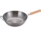 Wahei freiz Hecho en Japón Quiero seguir usándolo para siempre Sartén honda de hierro 28cm Mango de madera Compatible con IH Chitose CS-010 plata
