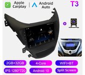Radio de coche Android Auto Carplay para Hyundai Elantra MD 2011-2013 Reproductor multimedia Unidad principal Estéreo Navegación GPS BT WIFI 2+32 GB 1+16GB