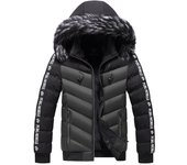 Chaqueta de moda para hombre, Parkas acolchadas de algodón, prendas de vestir cálidas para otoño e invierno, abrigos con capucha para hombre, chaquetas cortavientos informales XL negro