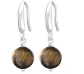 Lily-Crystal [Q4226] - Boucles d'oreilles argent artisanales 'Mineralia' oeil de tigre argenté - 8 mm
