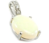 Les Trésors De Lily [I2604] - Pendentif Argent artisanal 'Déesse Opale' blanc argenté (rhodié) - 16x8 mm