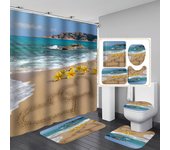 Juego de cortinas de ducha de serie de playa para baño, alfombras de baño antideslizantes, tapa de inodoro, alfombrilla de baño, 4 Uds.