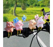 Lindo cerdito rosa capibara, adornos para manillar de bicicleta, hélice de bicicleta de goma rota por el viento, decoración de animal, muñeco de molino de viento.
