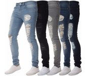 Pantalones vaqueros casuales y de moda para hombre con personalidad, agujeros rotos, corte ajustado, pies pequeños, pantalones atractivos y versátiles 36 negro
