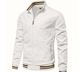 Chaqueta informal con cuello alto y cremallera para hombre, abrigo deportivo para exteriores, cortavientos, impermeable, para otoño e invierno M blanco
