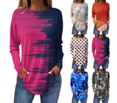Ropa De Mujer Tendencia 2024 Tops Para Mujer Moda Para Mujer Casual Manga Larga Cuello Redondo Tops Estampados Ropa De Mujer Y2k S