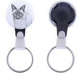 Siamese - handmade keychain with a cat portrait, purse charm, product of the Art-Dog brand.
