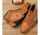 38-48 Otoño/invierno zapatos altos para hombre pulpo calcetines de talla grande para hombre botas de cuero casuales Retro de moda 38 negro