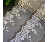 5 yardas/lote de 13 cm de ancho, hilo de red exquisito blanco/beige, telas de encaje bordadas de algodón, gasa para cortinas de vestidos de novia 13cm*5yards blanco