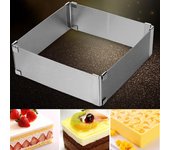 (nikita) Molde de pastel de acero inoxidable para hornear anillo de forma cuadrada para el hogar One Size plata