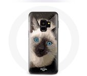 Coque pour samsung galaxy S9 plus Chat Siamois Noir et blanc aux Yeux Bleus
