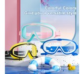 Gafas de natación con montura grande para niños y tapones para los oídos Gafas de natación antivaho para niños y niñas Gafas de natación para piscina y playa 6