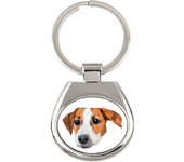 Jack Russell Terrier - geometric keychain with a photo and the inscription Art-Dog blanco