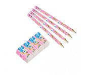 Disney Princess Juego de lápiz y borrador de personajes (Paquete de 8) One Size color rosa/azul