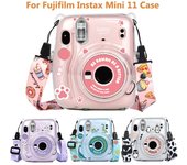 Estuche transparente para cámara Fujifilm Instax Mini 11, funda protectora de transporte con correa para el hombro, bolsa de almacenamiento