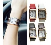 Reloj de Cuarzo Cuadrado Funciona con Pilas Correa de Cuero sintético Hebilla Ajustable Regalo de cumpleaños Elegante Hombres Mujeres Reloj de Pulsera de Cuarzo Joyería de Moda negro
