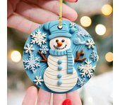 Colgante con estampado de muñeco de nieve navideño en 2D, acrílico, impresión a doble cara, tarjeta redonda, adornos navideños, decoración para árbol de Navidad