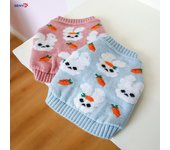 Suéter para mascotas, nuevos productos de otoño e invierno, ropa para perros y gatos, suéter cálido, suéter con estampado de conejo de peluche, jersey para perros, cárdigan XS azul