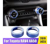 Para Toyota Para RAV4 2019-2023 Tapa De Perilla De Control De Climatización De Aire Acondicionado Cubierta De Anillo De Botón De Volumen De Radio De Aire Acondicionado - Aleación De Aluminio 2 Piezas negro