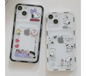 Funda para iPhone con dibujos de cachorros para 11/13/15 Pro Max XS Max XR con ranura para tarjetas, compatible con Apple 14. iPhone 12 blanco