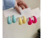 Pendientes de perforación de gota en forma de C de moda coreana de Color caramelo sólido esmerilado para mujer, pendiente de verano, regalo de joyería