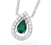 Les Trésors De Lily [L7243] - Collier Argent 'Sissi' émeraude blanc argenté (rhodié) - 13x9 mm verde
