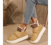 Botas de invierno de moda para mujer, zapatos planos de punta redonda para mujer, botas de nieve de tacón bajo con plataforma sin cordones, botas cortas antideslizantes para mantener el calor al aire libre 36-37
