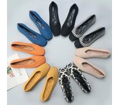 Zapatos planos de color liso y poco profundos para mujer, zapatillas de ballet cómodas de punto para mujer, zapatos casuales para mujer 2024 34 negro