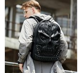Mochila de cuero PU de moda para adolescentes, hombres y mujeres, para viajes de ocio, bolso para computadora portátil de gran capacidad, diseño de esqueleto 3D