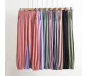 Pantalones Rectos De Color Sólido para Mujer con Bolsillos Pantalones Cónicos Cintura Elástica Cordón Pantalones De Pierna Ancha Pantalones Sueltos Casuales Pantalones De Yoga De Salón Informales XL negro