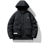 Nueva chaqueta acolchada con capucha de invierno para hombre, chaqueta acolchada impermeable con bolsillos holgados de franela a la moda 2XL negro
