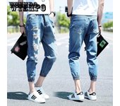 Pantalones vaqueros de moda para hombre, pantalones vaqueros ajustados de nueve puntos para verano, pantalones vaqueros Bloom 31