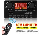 Amplificador de potencia de 2*40 W, placa decodificadora de MP3 con Bluetooth 5.0, 12 V CC, reproductor de MP3 para coche, módulo de grabación USB, radio FM AUX, manos libres