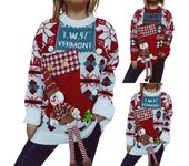 Suéter de punto con cuello redondo holgado y navideño de moda para mujer otoño e invierno S rojo