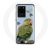 Coque pour Samsung Galaxy S20 Ultra Perruches Oiseaux vert