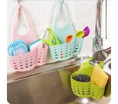 Soporte para fregadero de cocina, escurridor colgante, esponja de jabón ajustable, estante de secado, organizador, herramienta de accesorios de cocina azul