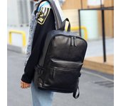 Nueva mochila escolar de estilo universitario para estudiantes, mochila de cuero informal de calle para hombres, mochila para computadora, mochila de viaje negro