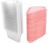 100 cajas triangulares para tartas, transparentes, de PET, para alimentos y cupcakes, color rosa