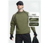 Sudadera táctica para hombre, chaqueta para exteriores, forro polar de 280 g, ropa de calle informal ajustada, sudaderas cálidas de manga larga para otoño e invierno S beige