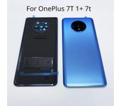 Tapa trasera de 6,55  para OnePlus 7T 1+ 7t, tapa trasera de batería, carcasa de cristal trasera de repuesto con lente de cámara Blue no lens