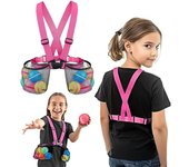Mochila para transportar globos de agua para niños, bolsa de malla para guardar globos de agua en piscinas con correa ajustable para accesorios de playa y piscinas de verano rojo rosa