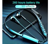 Auriculares inalámbricos para colgar en el cuello, Auriculares deportivos inalámbricos con Bluetooth, auriculares binaurales para correr, Mini tapones para los oídos para colgar en el cuello negro
