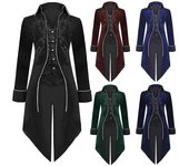 Disfraz de Halloween para hombre, esmoquin, disfraz Retro Medieval renacentista, abrigo largo con cola de golondrina XXXL