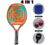 Raqueta de tenis de playa Camewin profesional para adultos íntegramente de carbono 4 en 1 Raqueta de cara de EVA suave con bolsa equipo Unisex Padel 4006-orange