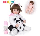 KEIUMI, regalo de Navidad para niños pequeños, muñecos Reborn de juguete de 49 CM con tacto Real de silicona, juguetes para bebés hechos a mano como princesa Playmate 19 inch marrón
